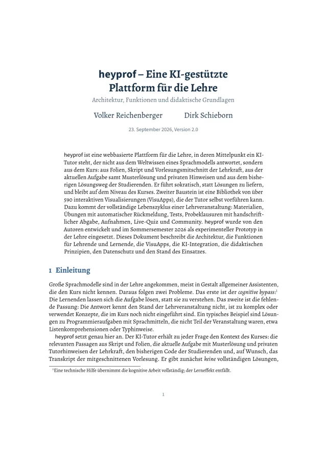Erste Seite des heyprof-Whitepapers